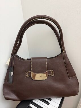 NWT TOSCA Leather Satchel Handbag in Dark Brown